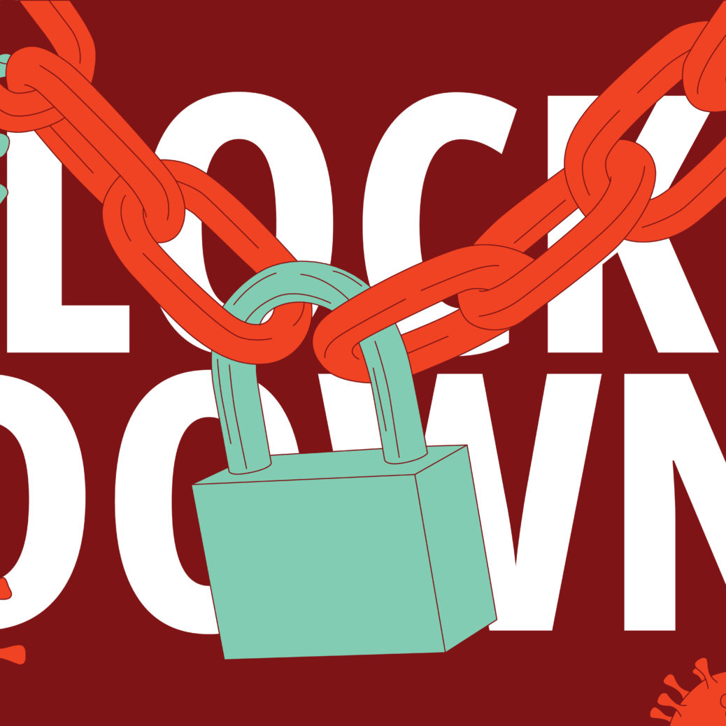 Lock down. Virus prevention measures. Vector illustration.