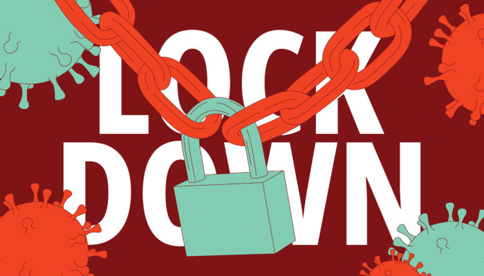 Lock down. Virus prevention measures. Vector illustration.